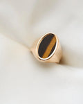Gorg Sleek Swedish Tigers Eye Vintage Signet Ring 18K Gold