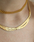 Sexy Unique Vintage Herringbone Necklace 18K Gold