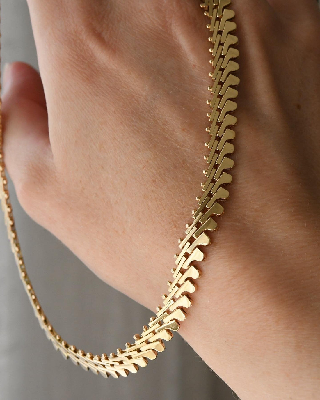 Fancy Link Vintage Necklace 14K 1970s