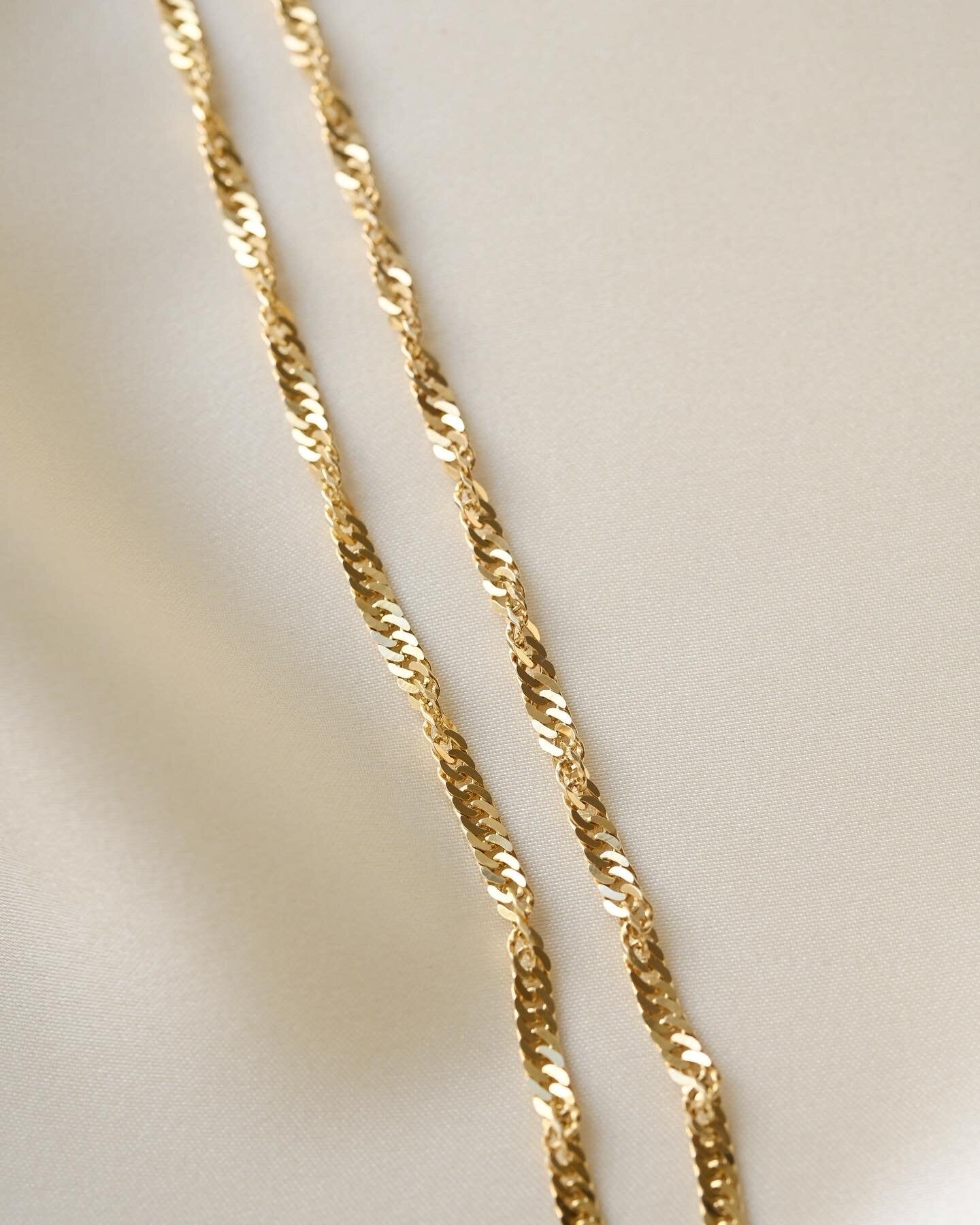 Twisted Vintage Curb Link Chain 14K Gold