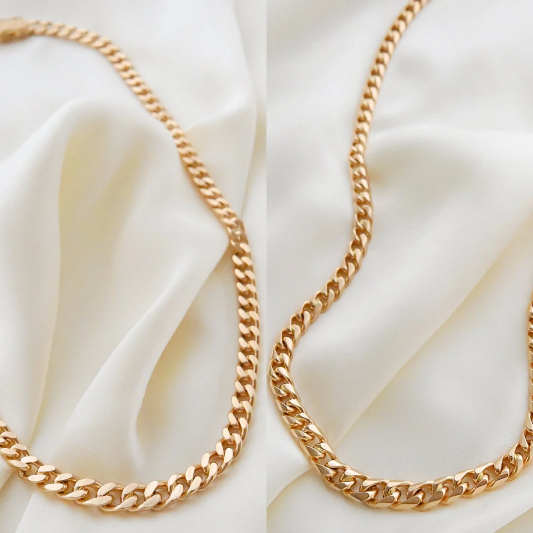 Sublime Big Double Sided Flat/Rounded Curb Link Necklace 18K Gold 1970s