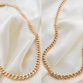 Sublime Big Double Sided Flat/Rounded Curb Link Necklace 18K Gold 1970s