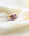 Superb Vintage Lavendar Dream Cocktail Ring Jade Amethyst 14K Gold
