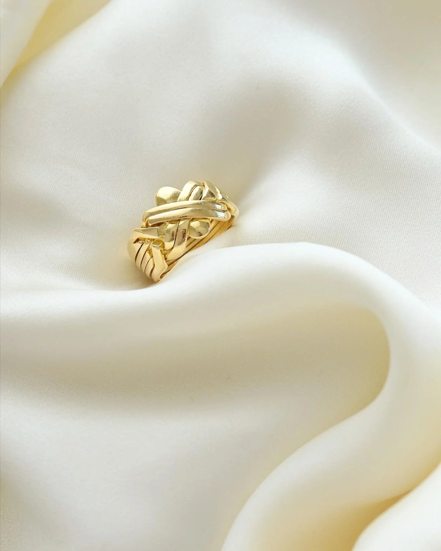 Superb HEAVY Vintage Puzzle Ring 18K Gold