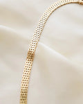 Wide Heavy 34 Grams Brick Link Necklace 14K Gold 1960s