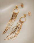Italian Vintage Chain Dangle Earrings 18K Gold 1970s