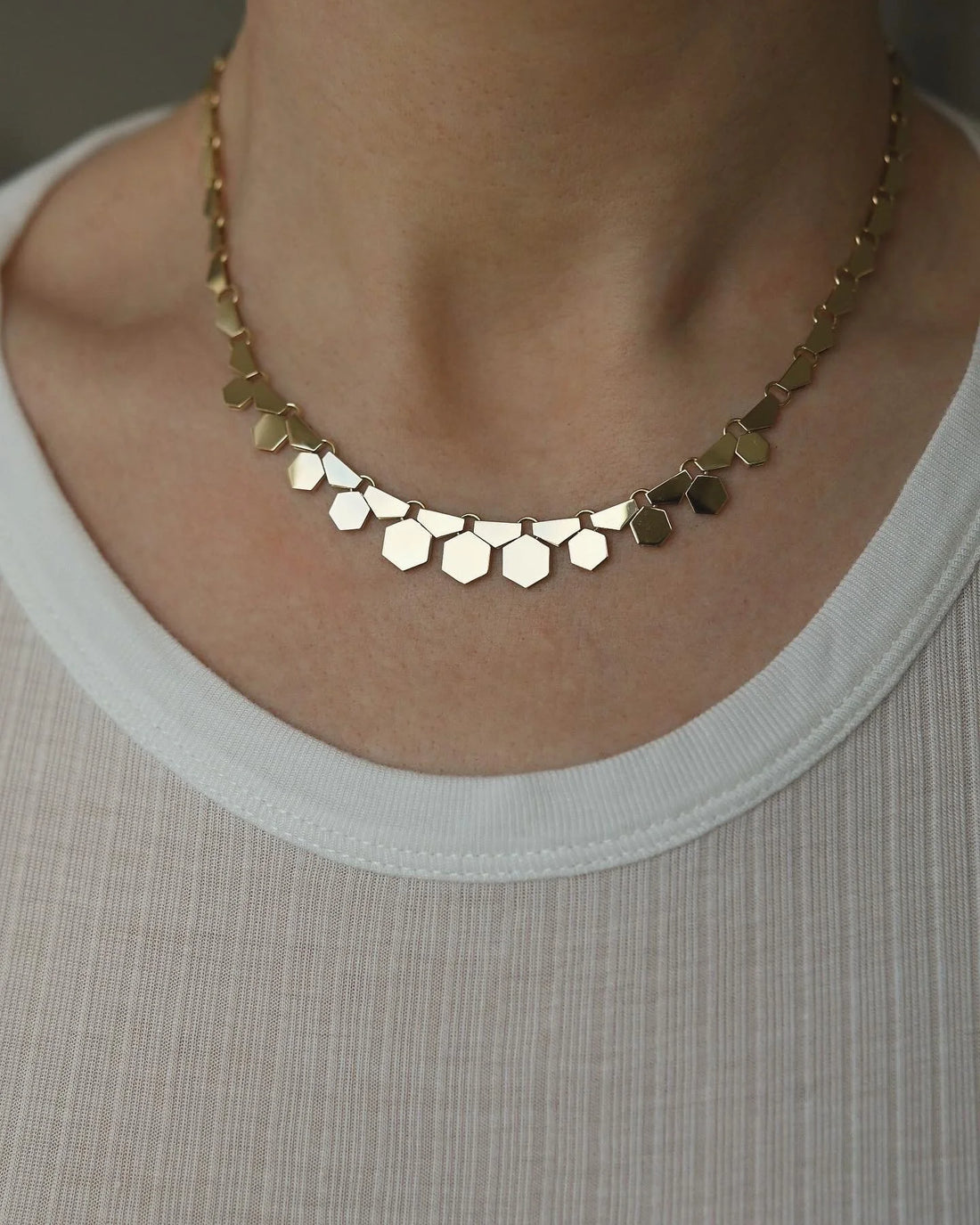 Extraordinary Beautiful Danish Vintage Mid Century Octagon Necklace 14K Gold