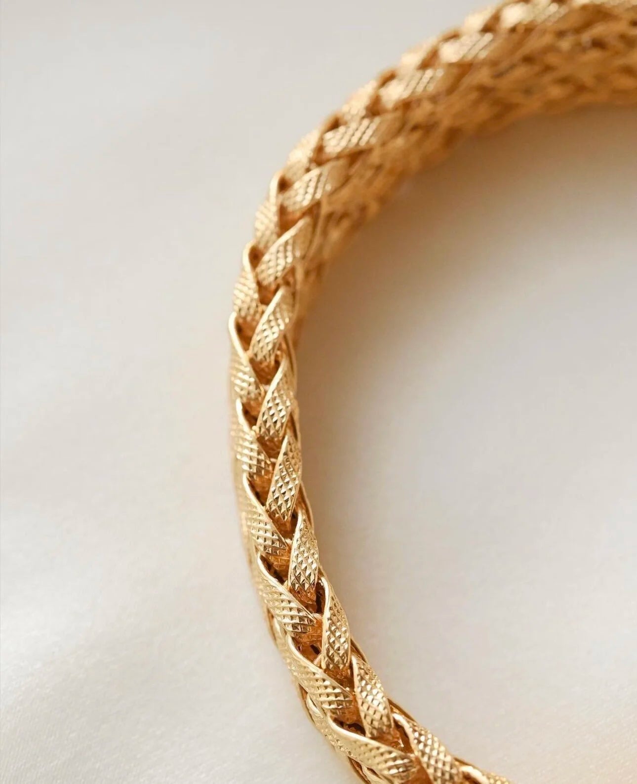 Heavy 27 Grams Italian Vintage Triple Mesh Rope Link Bracelet 18K Gold