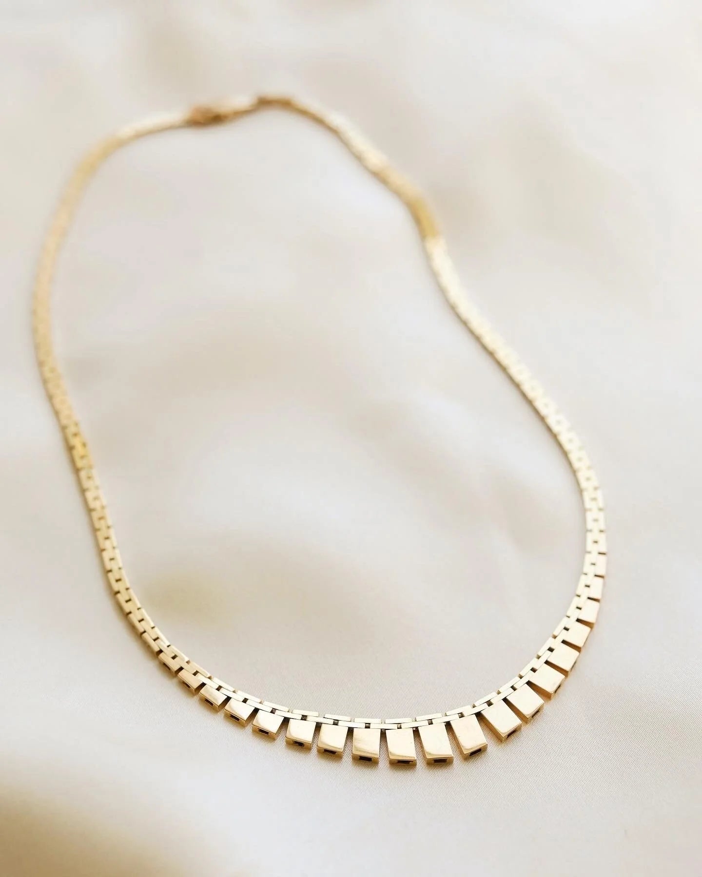 Glowing Gold Baby Brick Necklace Danish Vintage 14K Gold 1970