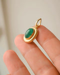 Beautiful Big Juicy Natural Emerald Vintage Pendant 18K Gold 1970s