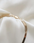 Stunning Mid Size Brick Line Necklace 18 Inches 14K Gold 1960s