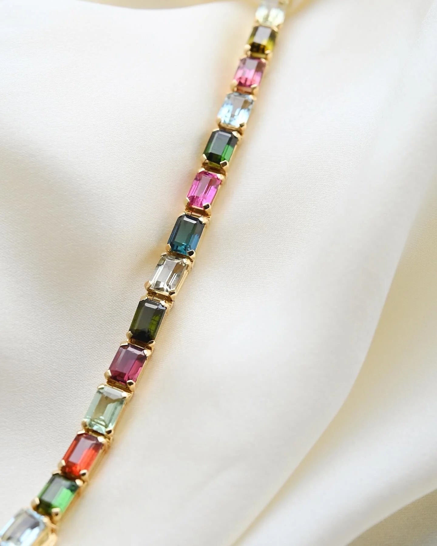 The Will Get Complimented Forever Aquamarine & Multicolored Tourmaline Bracelet 18K Gold