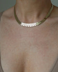Wide Heavy 34 Grams Brick Link Necklace 14K Gold 1960s