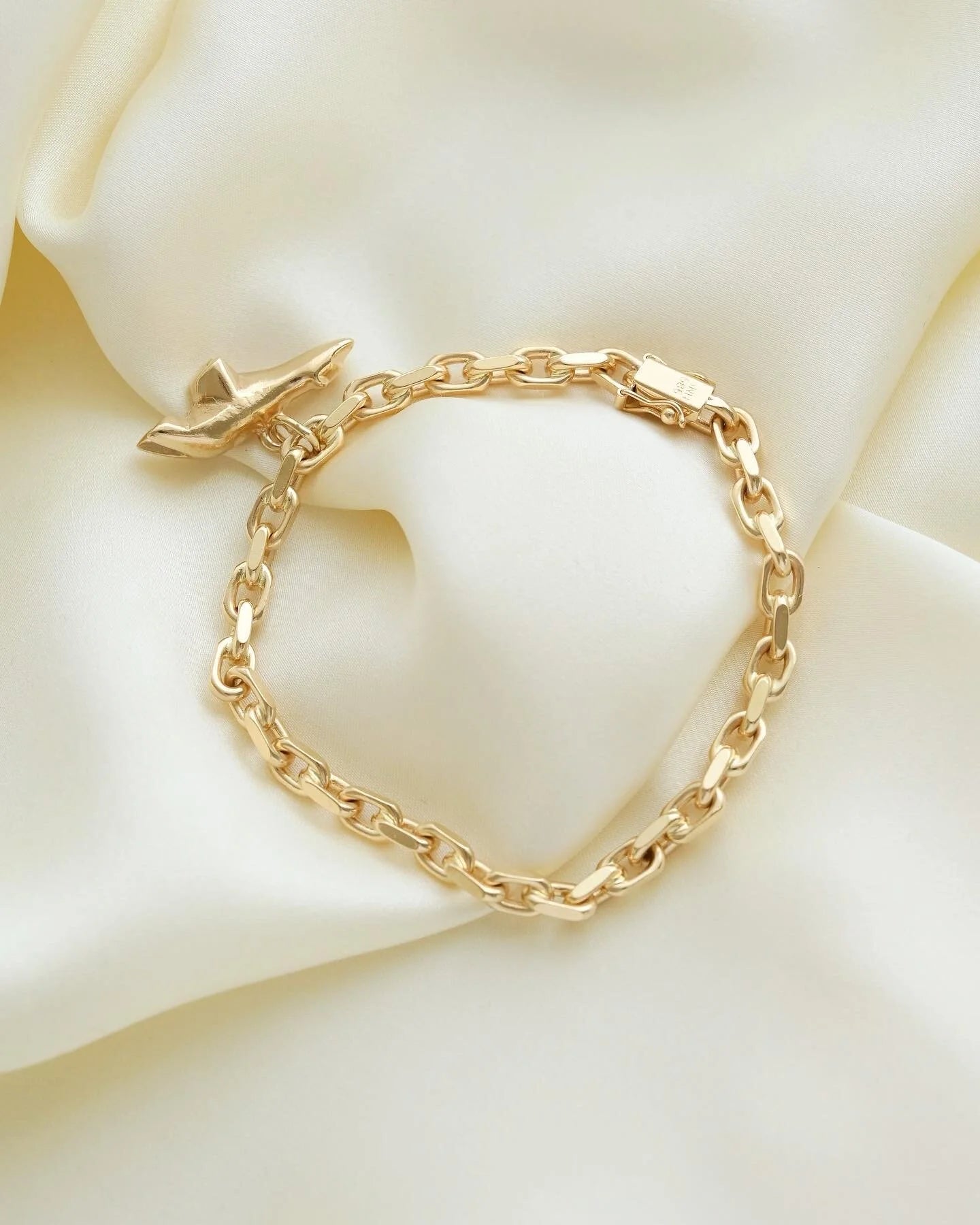 Perfect Danish Vintage Anchor Link Bracelet 14K Gold