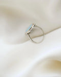 Big Antique Art Deco Ring w Opal and Diamonds 18K White Gold