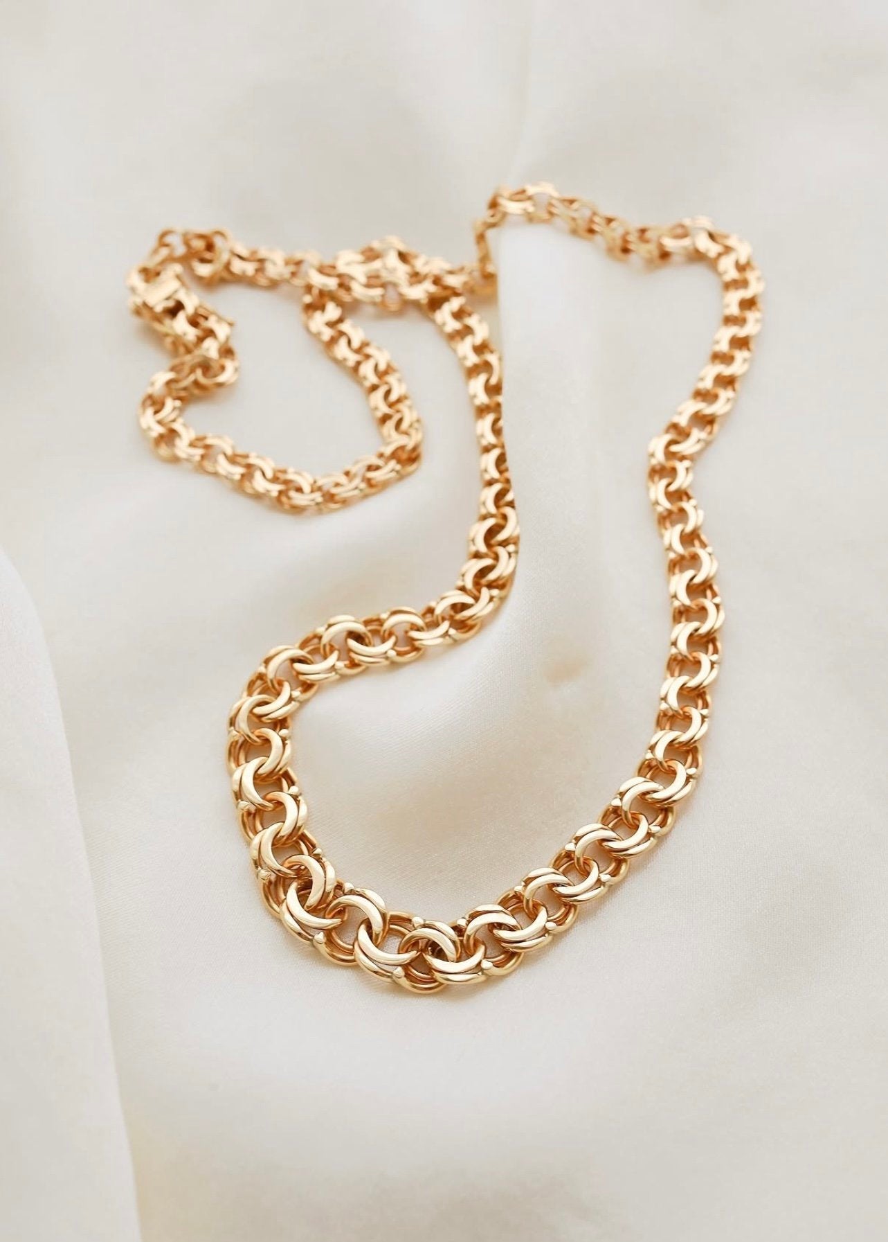 Gorgeous Rare Thick 21 Grams Bismarck Necklace Sweden 1989 18K Gold