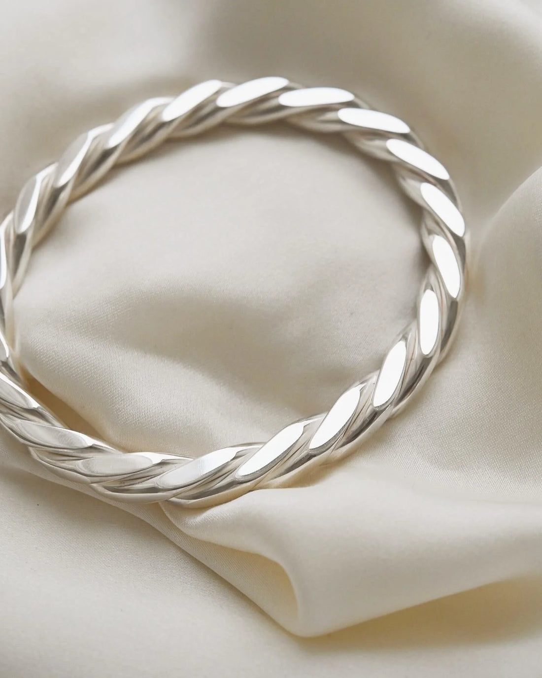 Stunning Danish 60 Grams (!) Vintage Sterling Silver Twisted Bangle