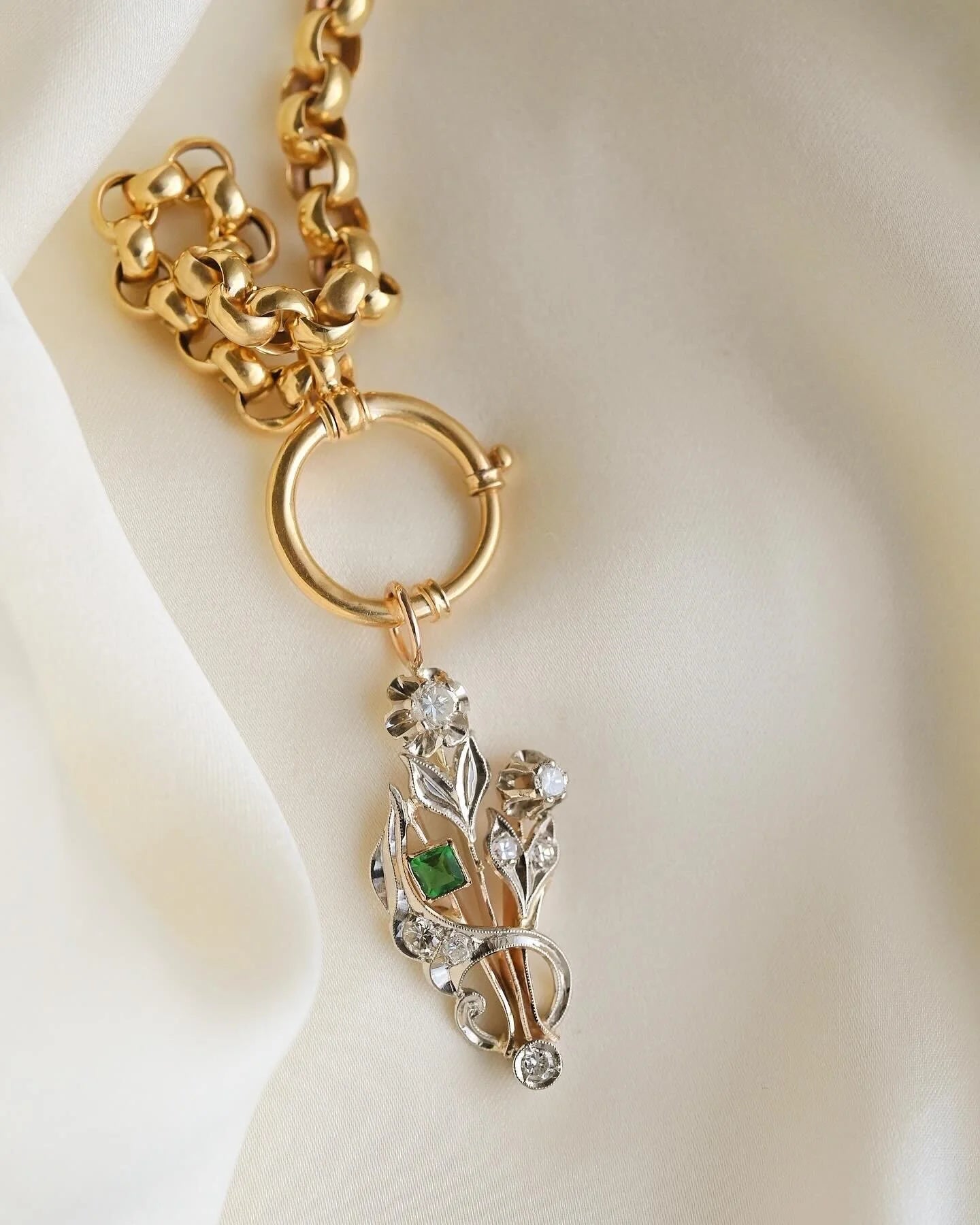 Antique Converted Giardinetti w Diamonds and Paste 14K Gold and Silver