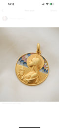 Antique Pendant w Plique A Jour Enamel 18K Gold