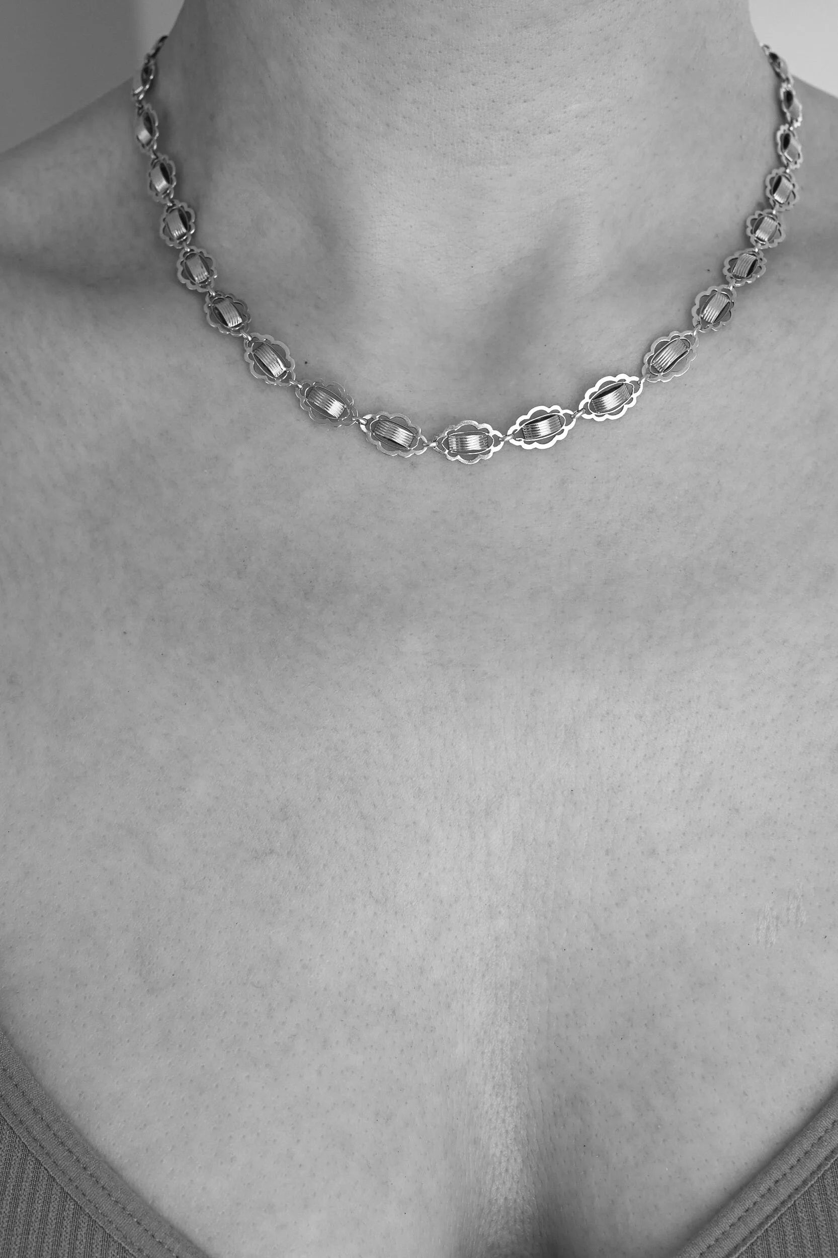 Super Cute Fancy Link Antique Necklace 14K Gold 1940