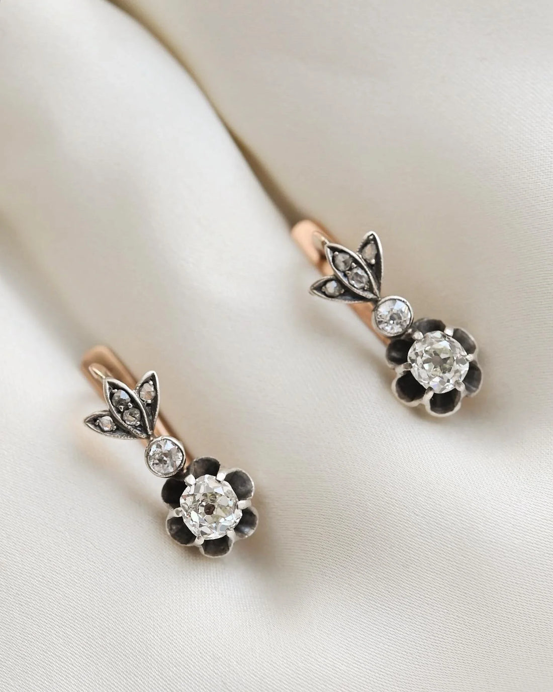 The Sweetest Antique Old Cut Diamond Earrings 18K Gold