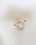 Antique Ocean Blue Topaz Ring 18K Gold 1938
