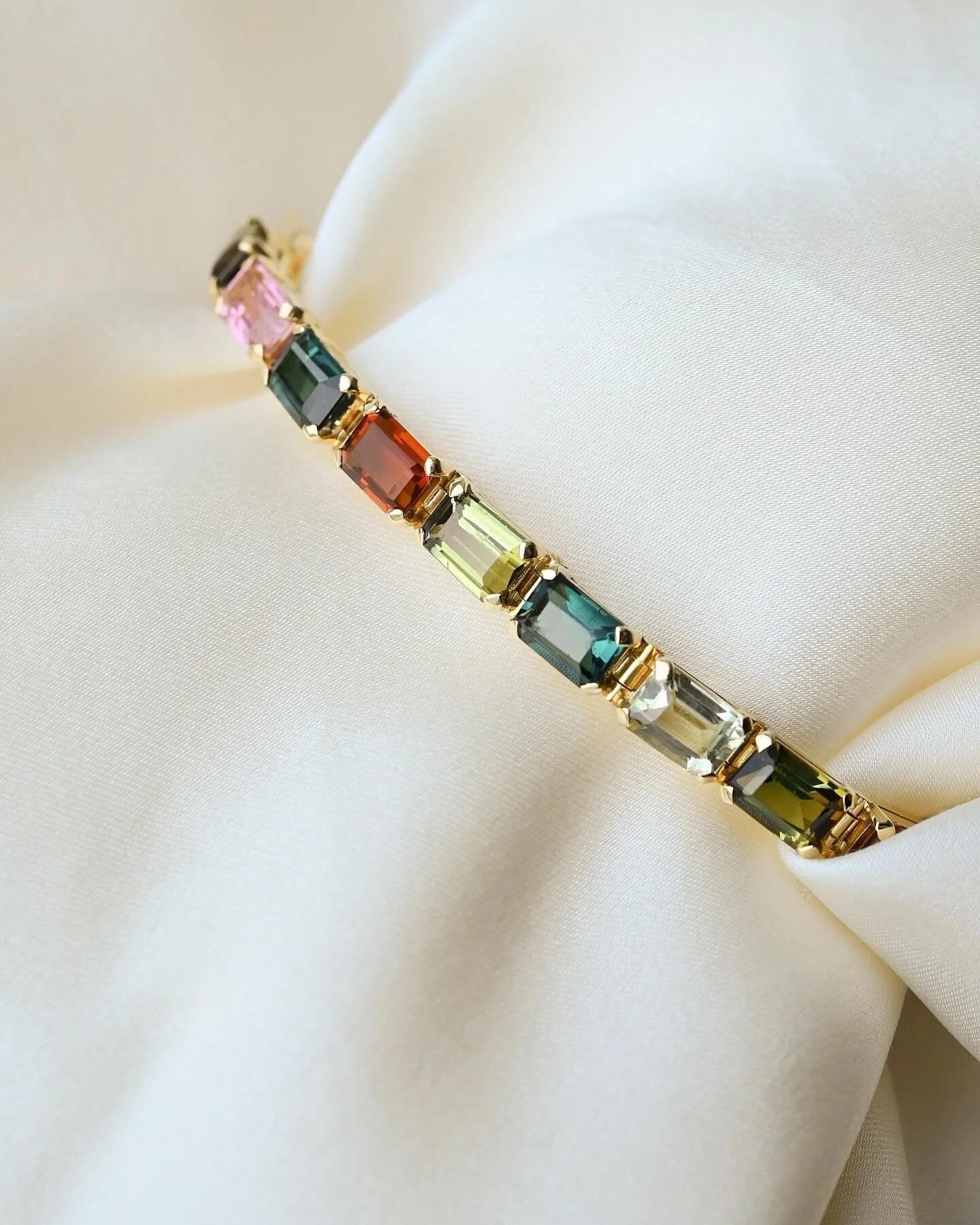 The Will Get Complimented Forever Aquamarine & Multicolored Tourmaline Bracelet 18K Gold
