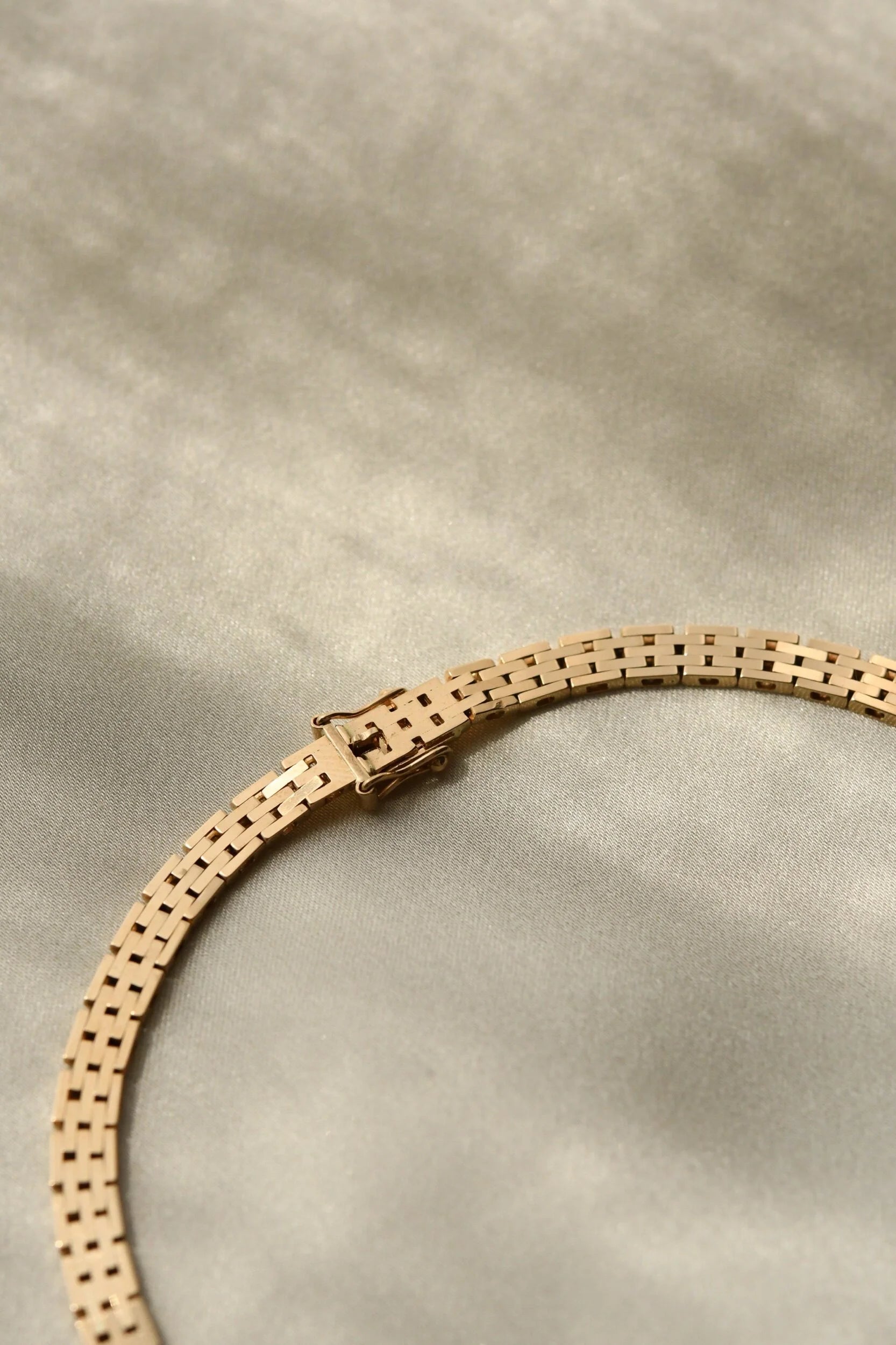 Amazing Graduated Brick Link Necklace 14K Gold 1960