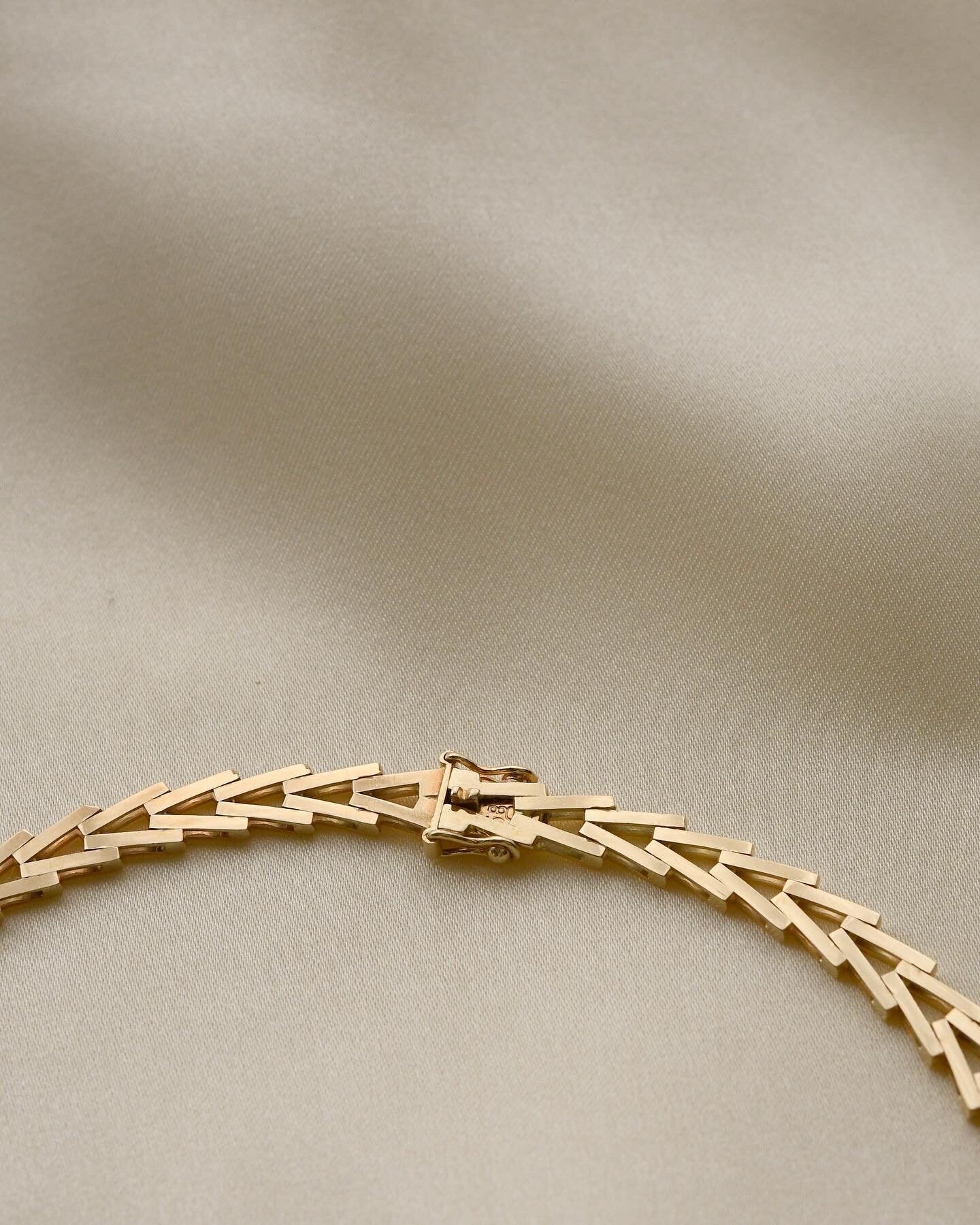 Danish Vintage Geneva Link Chain 14K Gold 1970s