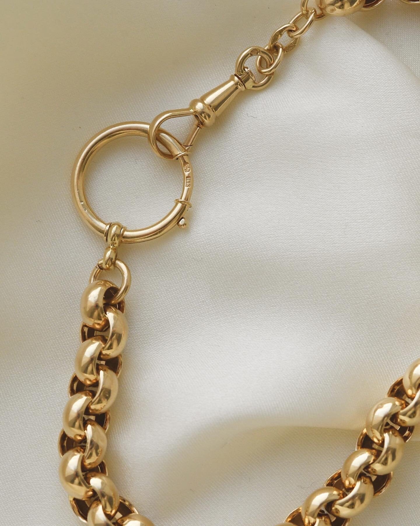 Rare Jumbo Rolo Link Watch Chain 18K Beg. 1900s