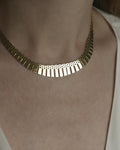 Beautiful Danish Graduated Brick Link Necklace 14K Gold 1960s