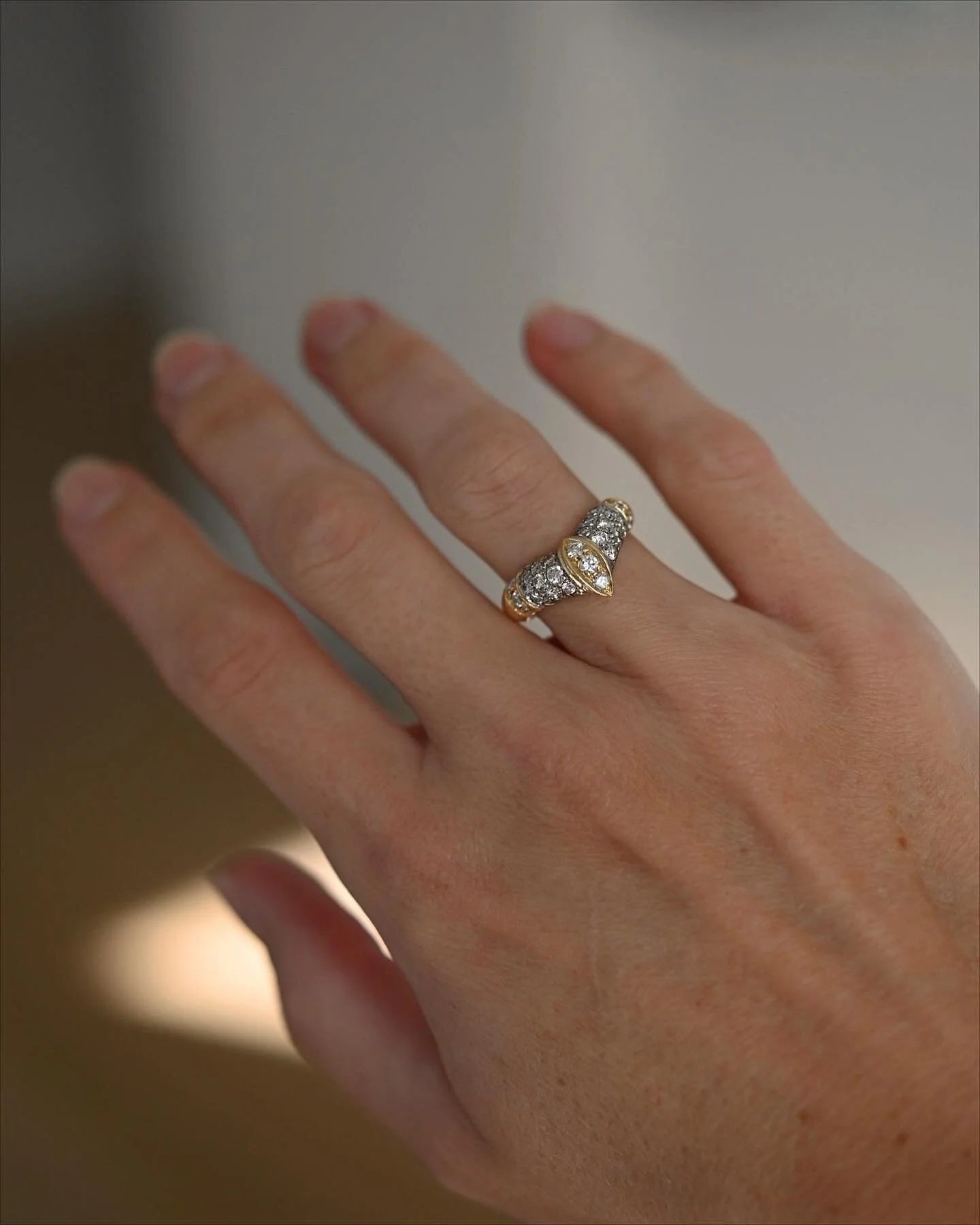 From Personal Collection 0.95 Carats 6.5 Grams Diamond Chevron Ring 18K Gold