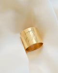 ML / JW Vintage Monogram Ring Rare Super Wide 18K Gold 1978