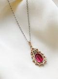 The Prettiest Antique Art Deco Ruby Diamond Pendant on Chain Platinum /14K Gold 1920