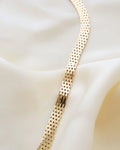Wide Heavy 34 Grams Brick Link Necklace 14K Gold 1960s