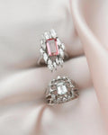 Incredible Navette Cut Diamond and Tourmaline Cocktail Ring 14K Solid White Gold