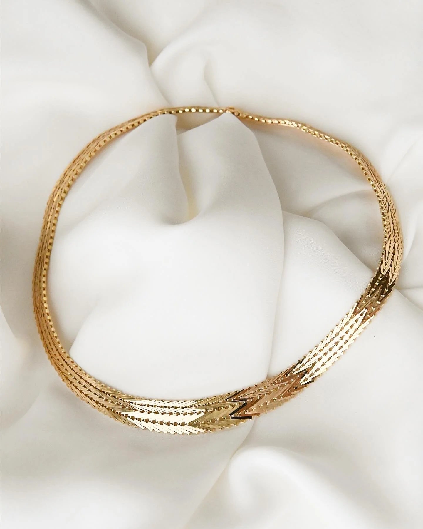 Sexy Luxurious Double Row Vintage Collier Necklace Denmark 1960s 14K Gold