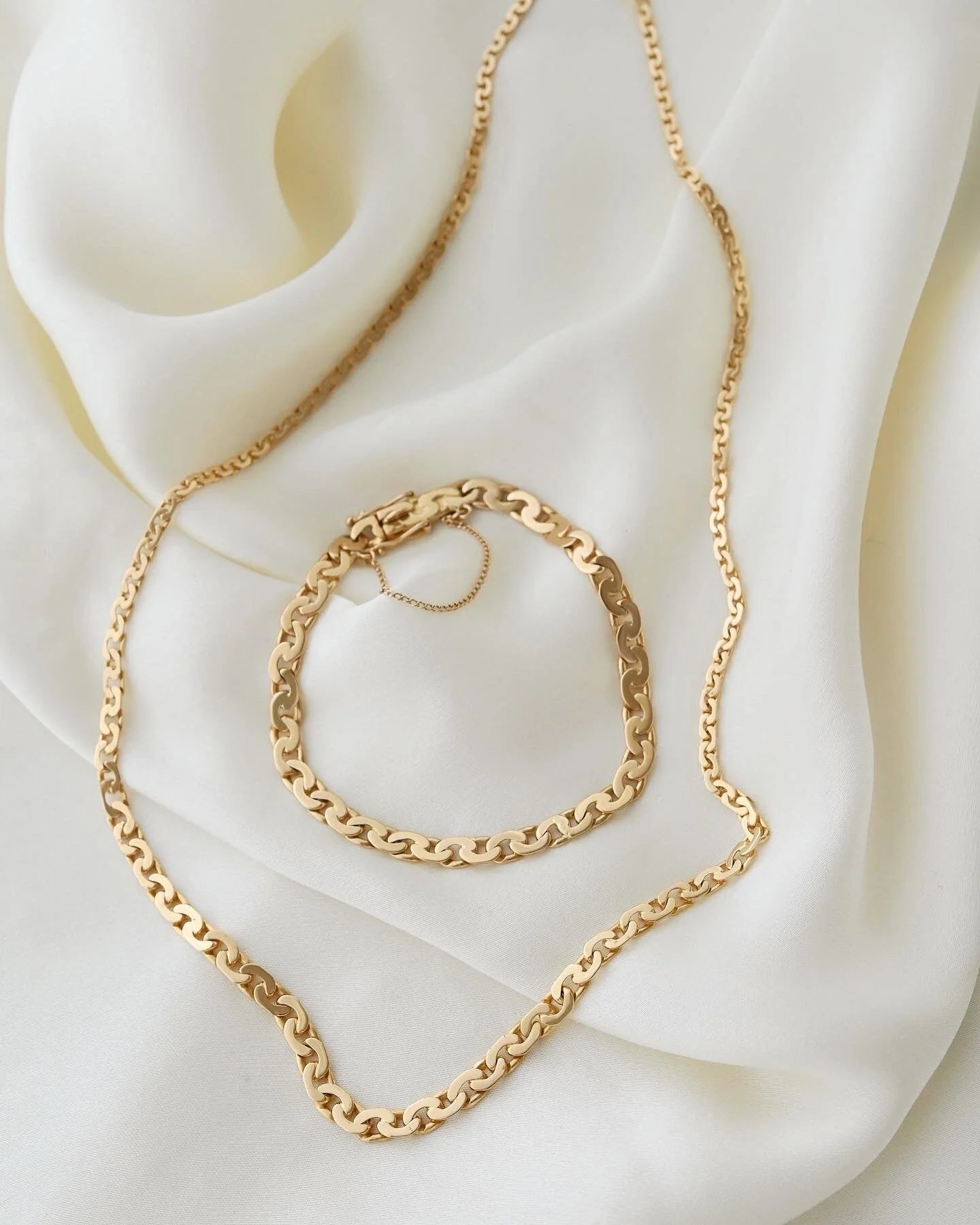 The Best Swedish Virola Link Necklace 18K Gold 1951