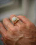 Gorg Opal x Diamond Ring 18K Gold Swedish Vintage Mid 1900s