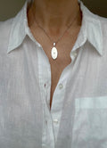 Glowy Vintage White Gold Locket on Chain 18K Gold 1972 Sweden