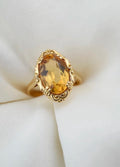 Antique Sun On Your Finger Repousse Ring w Citrine 18K Gold