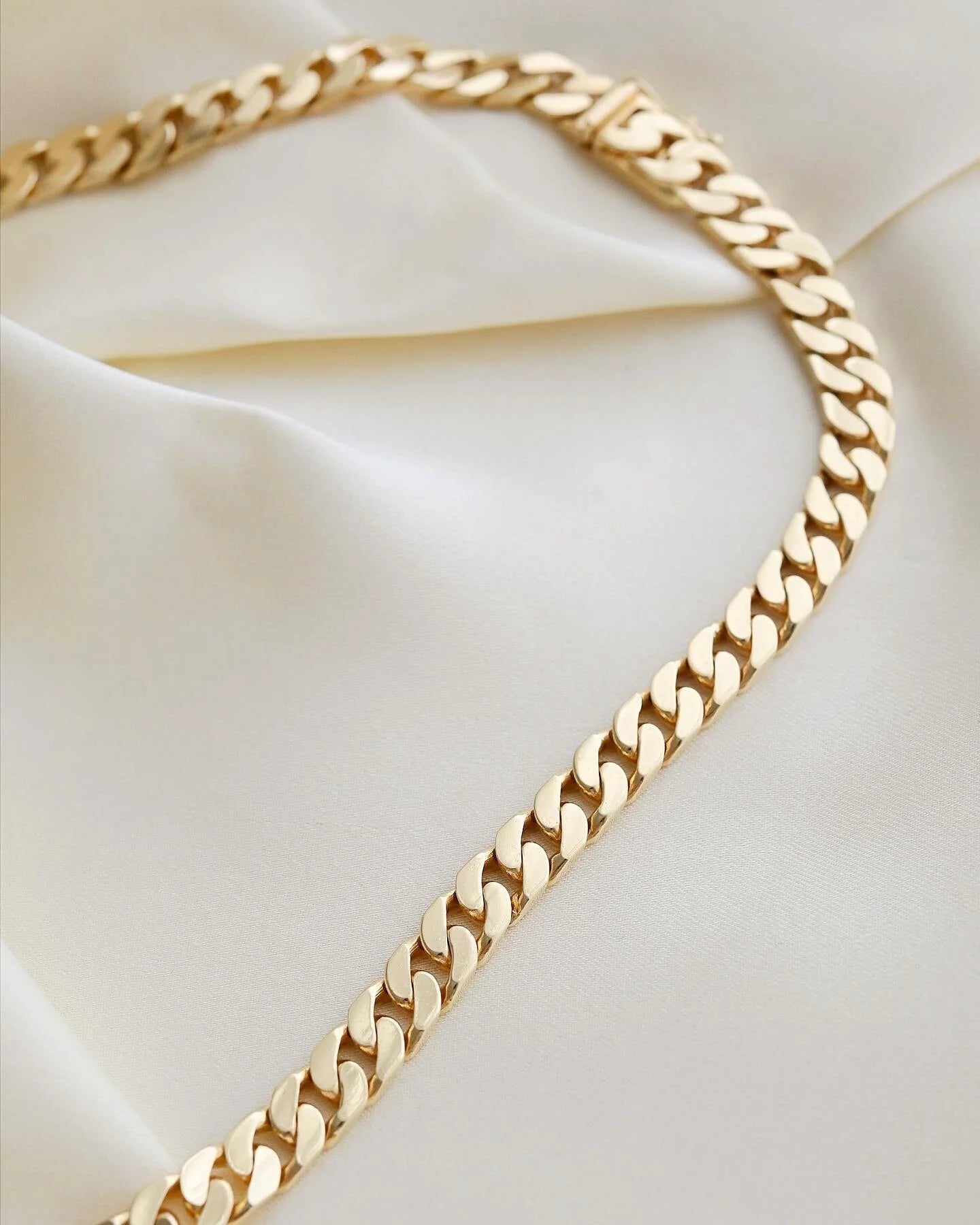 The Ultimate Heavy Vintage Curb Link Necklace 14K Gold
