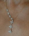 Diamond Butterfly Necklace 1 Carat 18K White and Yellow Gold w Certificate