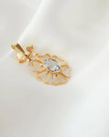 Feminine Bow Pendant w Spinel 18K Gold 1946