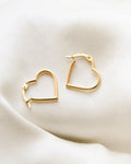 Heart Shaped Vintage Hoop Earrings 18K Gold 1970