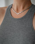 Shipping included! Rare Shaped Satin Herringbone Necklace Sterling Silver