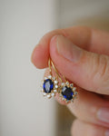 Timeless Diamond x Sapphire Cluster Danglers 18K Gold 1980s