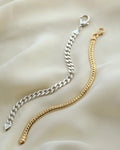 Vintage Curb Link Bracelets One in Silver and One in 18K Gold