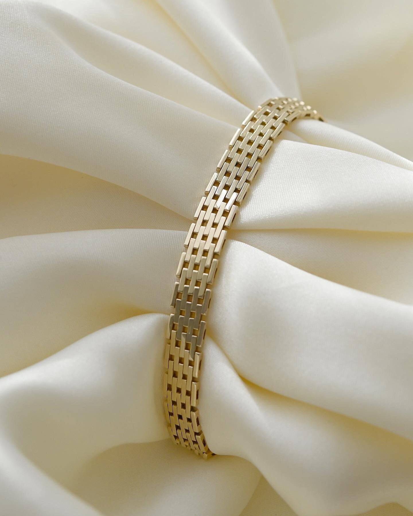 Stunning Danish Vintage Brick Link Bracelet 14K Gold