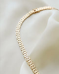 15.15 Inches Graduated Cleopatra Brick Link Necklace 14K Gold 1960